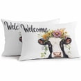 thumbnail image 1 of Waterproof Throw Pillow Covers Set of 2, 20x12 Inch Cow Flower Decorative Pillowcases Outdoor Pillow Slip Cushion Covers Set for Couch Tent Cute Farm Animal Pastoral Pastel Blooms, 1 of 7