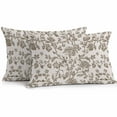 thumbnail image 1 of Waterproof Throw Pillow Covers Set of 2, 20x12 Inch Farmhouse Brown Decorative Pillowcases Outdoor Pillow Slip Cushion Covers Set for Couch Tent Vintage Flower Leaf Botanical Plant, 1 of 7