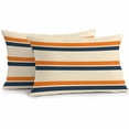 thumbnail image 1 of Waterproof Throw Pillow Covers Set of 2, 20x12 Inch Orange Blue Stripe Decorative Pillowcases Outdoor Pillow Slip Cushion Covers Set for Couch Tent Minimalist Farmhouse Stripes, 1 of 7
