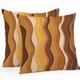 thumbnail image 1 of Waterproof Throw Pillow Covers Set of 2, 20x20 Inch Burnt Orange Ombre Decorative Pillowcases Outdoor Pillow Slip Cushion Covers Set for Couch Tent Abstract Art Moire Ocean Waves, 1 of 7