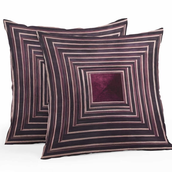 Waterproof Throw Pillow Covers Set of 2, 20x20 Inch Purple Framed Geometric Decorative Pillowcases Outdoor Pillow Slip Cushion Covers Set for Couch Tent Vintage Modern Abstract Art