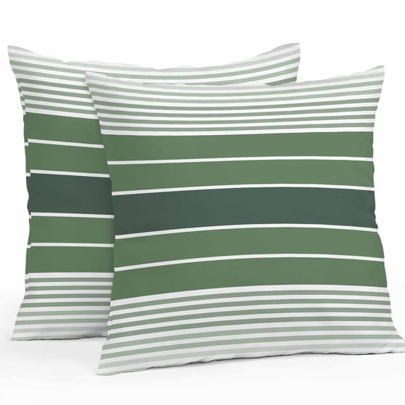Waterproof Throw Pillow Covers Set of 2, 20x20 Inch Sage Green Ombre Stripe Decorative Pillowcases Outdoor Pillow Slip Cushion Covers Set for Couch Tent Farmhouse Striped Gradient