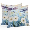 thumbnail image 1 of Waterproof Throw Pillow Covers Set of 2, 20x20 Inch Spring Summer Floral Decorative Pillowcases Outdoor Pillow Slip Cushion Covers Set for Couch Tent Watercolor Summer Dragonfly, 1 of 7