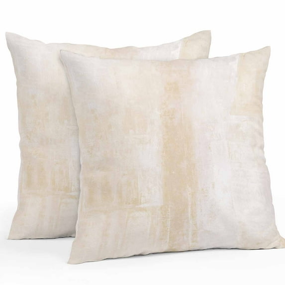 Waterproof Throw Pillow Covers Set of 2, 24x24 Inch Beige Decorative Pillowcases Outdoor Pillow Slip Cushion Covers Set for Couch Tent Retro Oil Painting Modern Abstract Art Aesthetics