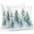 thumbnail image 1 of Waterproof Throw Pillow Covers Set of 2, 24x24 Inch Forest Green Ombre Decorative Pillowcases Outdoor Pillow Slip Cushion Covers Set for Couch Tent Watercolor Sage Green Trees, 1 of 7