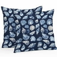 thumbnail image 1 of Waterproof Throw Pillow Covers Set of 2, 24x24 Inch Navy Blue Coastal Decorative Pillowcases Outdoor Pillow Slip Cushion Covers Set for Couch Tent Summer Beach Shell Conch, 1 of 7