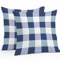 thumbnail image 1 of Waterproof Throw Pillow Covers Set of 2, 24x24 Inch Navy Blue Plaid Decorative Pillowcases Outdoor Pillow Slip Cushion Covers Set for Couch Tent Spring Farmhouse Buffalo Checkered, 1 of 7