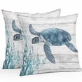 thumbnail image 1 of Waterproof Throw Pillow Covers Set of 2, 24x24 Inch Ocean Sea Turtle Decorative Pillowcases Outdoor Pillow Slip Cushion Covers Set for Couch Tent Summer Coastal Seaweed Vintage Wood Grain, 1 of 7