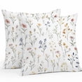 thumbnail image 1 of Waterproof Throw Pillow Covers Set of 2, 24x24 Inch Spring Wildflowers Decorative Pillowcases Outdoor Pillow Slip Cushion Covers Set for Couch Tent Rustic Pastoral Botanical Floral, 1 of 7