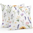 thumbnail image 1 of Waterproof Throw Pillow Covers Set of 2, 24x24 Inch Spring Wildflowers Decorative Pillowcases Outdoor Pillow Slip Cushion Covers Set for Couch Tent Watercolor Botanical Floral, 1 of 7