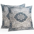 thumbnail image 1 of Waterproof Throw Pillow Covers Set of 2, 24x24 Inch Vintage Boho Floral Decorative Pillowcases Outdoor Pillow Slip Cushion Covers Set for Couch Tent Retro Nationcal Flower Blue, 1 of 7