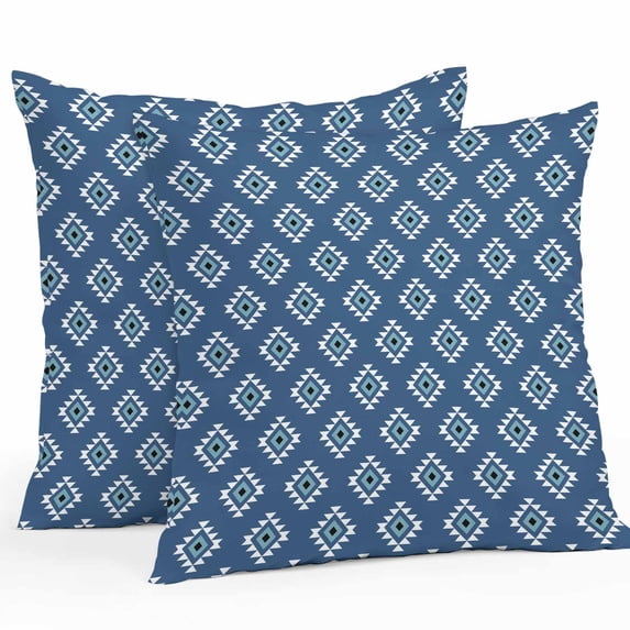 Waterproof Throw Pillow Covers Set of 2, 26x26 Inch Blue Boho Geometric Decorative Pillowcases Outdoor Pillow Slip Cushion Covers Set for Couch Tent Farmhouse Southwest Motifs Art