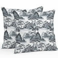 thumbnail image 1 of Waterproof Throw Pillow Covers Set of 2, 26x26 Inch Gray Garden Decorative Pillowcases Outdoor Pillow Slip Cushion Covers Set for Couch Tent Retro Mountain Tree Forest Landscape, 1 of 7