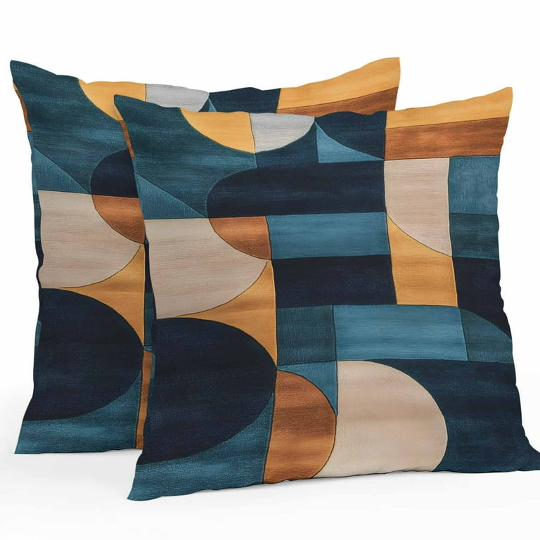 Waterproof Throw Pillow Covers Set of 2, 26x26 Inch Navy Blue