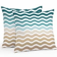 thumbnail image 1 of Waterproof Throw Pillow Covers Set of 2, 26x26 Inch Teal Brown Ombre Decorative Pillowcases Outdoor Pillow Slip Cushion Covers Set for Couch Tent Modern Gradient White Geometric, 1 of 7