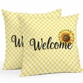 thumbnail image 1 of Waterproof Throw Pillow Covers Set of 2, 26x26 Inch Yellow Sunflowers Decorative Pillowcases Outdoor Pillow Slip Cushion Covers Set for Couch Tent Spring Flower Retro Plaid, 1 of 7