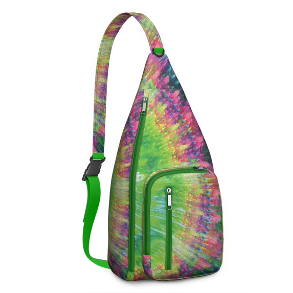 Waterproof Tie Dye Hiking Backpack Sling Bag for Women – Lightweight Rainbow Crossbody Bag with Adjustable Strap, Watercolor Chest Bag for Travel, Outdoor Adventures & Everyday Use