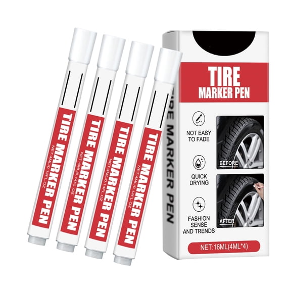 Waterproof Tire Labeling Marker Set Of 4 Extra Large Inks Capacity Tire Lettering Pen For Detailed Marking Decoration