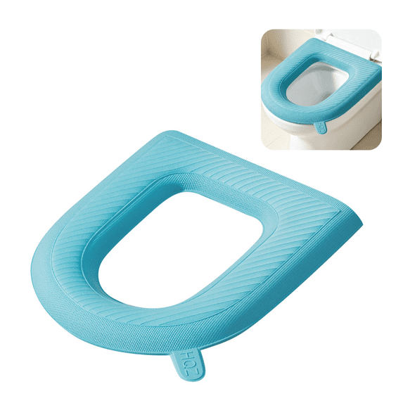 Waterproof Toilet Seat Cover Reusable Washable All Season Toilet Cushion Pad with Lift Tab Non-Slip Comfort Toilet Seat Mat for Bathroom Household Use