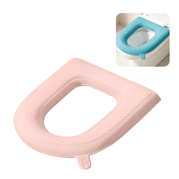Waterproof Toilet Seat Cover Reusable Washable All Season Toilet Cushion Pad with Lift Tab Non-Slip Comfort Toilet Seat Mat for Bathroom Household Use