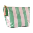 thumbnail image 1 of Waterproof Toiletry Bag, Striped PVC Tassel Cosmetic Pouch, Large Portable Travel Organizer For Makeup Brushes(7.7"*10.2",Green), 1 of 5