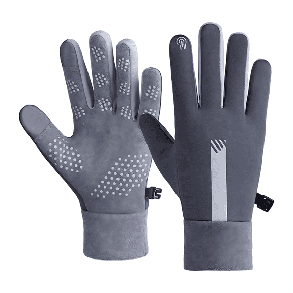Waterproof Touch Screen Gloves, Non-Slip Cold Resistant with Reflective Printing, Conductive Fingertips for Outdoor Sports