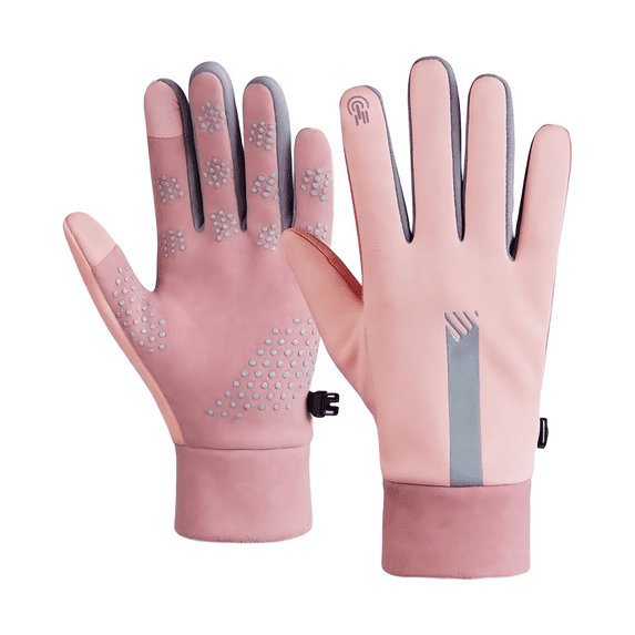 Waterproof Touch Screen Gloves, Non-Slip Cold Resistant with Reflective Printing, Conductive Fingertips for Outdoor Sports