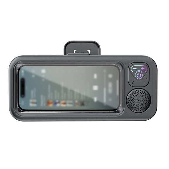 Waterproof Touchable Phone Holder Wall Mount Bracket,9.45X4.33" Punch Free Transparent Touch Screen Cell Phone Storage Box, Bathroom Shower Fixed Caddy Stand for Wall Mobile Phone Display Storage