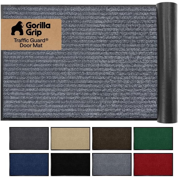 Waterproof Traffic Guard Door Mat 47" X 35" Heavy Duty Entryway Mat with Textured Rubber Backing Light Grey
