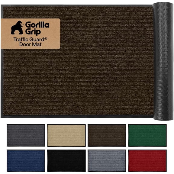 Waterproof Traffic Guard Door Mat 72 X 48 Inches Heavy Duty Entryway Mat with Textured Rubber Backing Brown