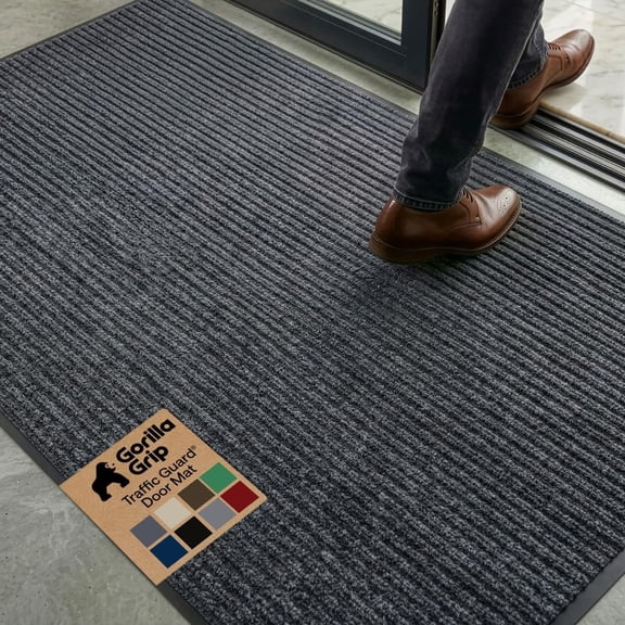 Waterproof Traffic Guard Door Mat 72 X 48 Inches Heavy Duty Entryway Mat with Textured Rubber Backing Charcoal Gray