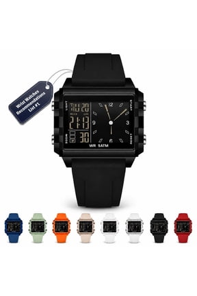 Waterproof Transparent Digital Watch, Square Analog Sports Wristwatch | Unisex Fitness Timepiece, Clear Silicone Band Accessory, Dual Time Zone Display, Countdown Alarm Clock Tool