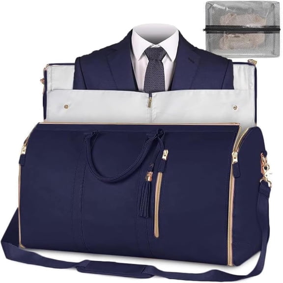 Waterproof Travel Garment Bag Convertible Suit Duffle Large Capacity Foldable Clothing Luggage Dress Gym Bag Blue