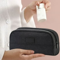 Waterproof Travel Toiletry Bag for Women & Men - Foldable Shaving Bag with Large Capacity, Oxford Cloth, 22x7x12cm, Black Blue Gray