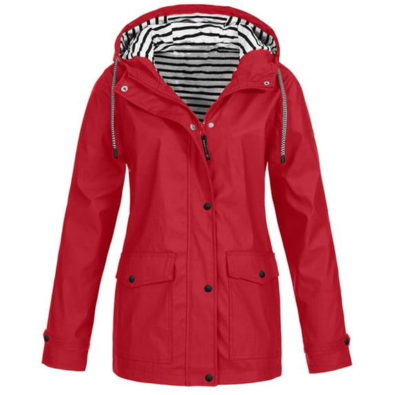 Waterproof Trench Coat,Raincoats for Women 2023 - Womens Waterproof Rain Jacket Hood Lightweight Long Sleeve Zip Up Drawstring Windbreaker,Yellow Jackets