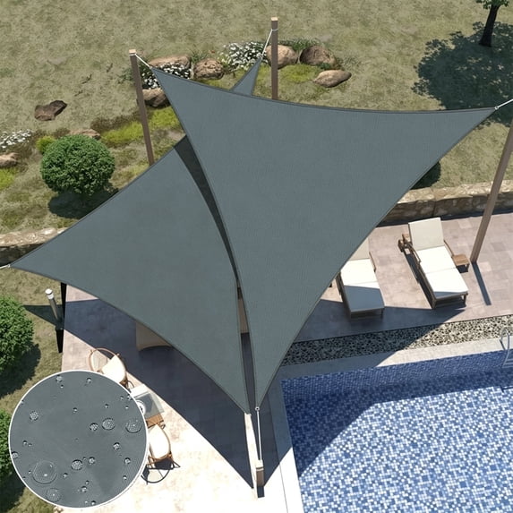 Triangle Sun Shade Sail, 10/16FT Waterproof Polyester Sun Shade Canopy Awning, 95% UV Block, Easy Install & Durable for Patio Garden Backyard Deck Pergola