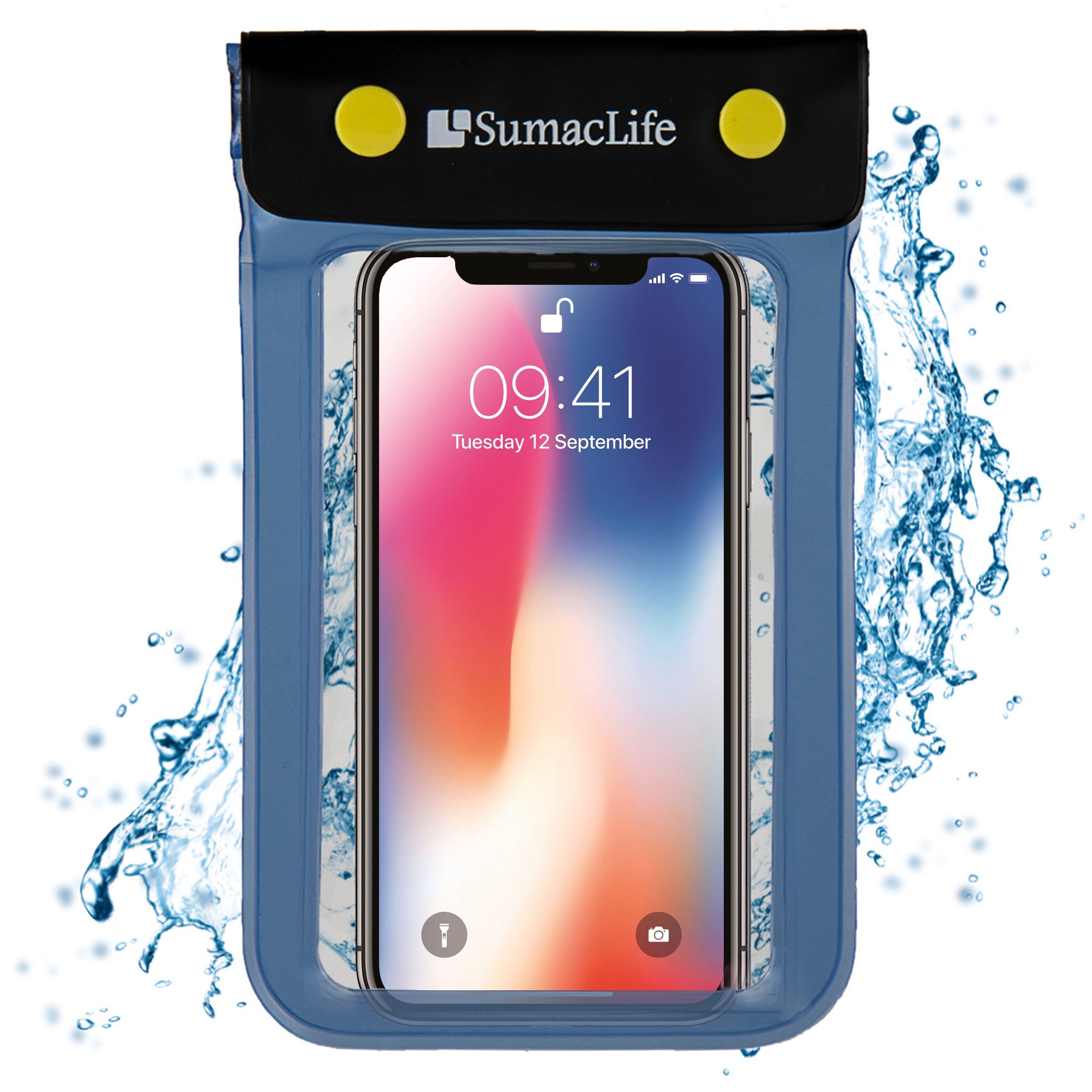 Waterproof Triple Vinyl Zip al Carrying Bag with Removable Lanyard for Apple iPhone / X / 8 / 7