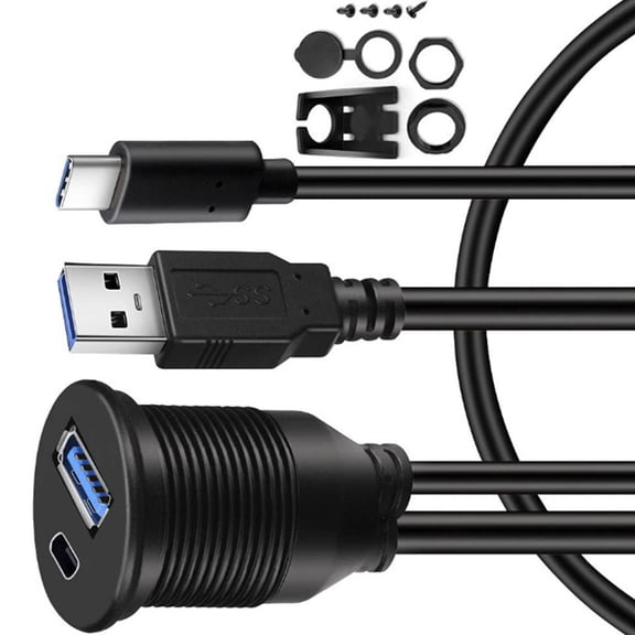 Waterproof USB3.0 Type C Interfaces Car Dashboards Cable with Easy Installation