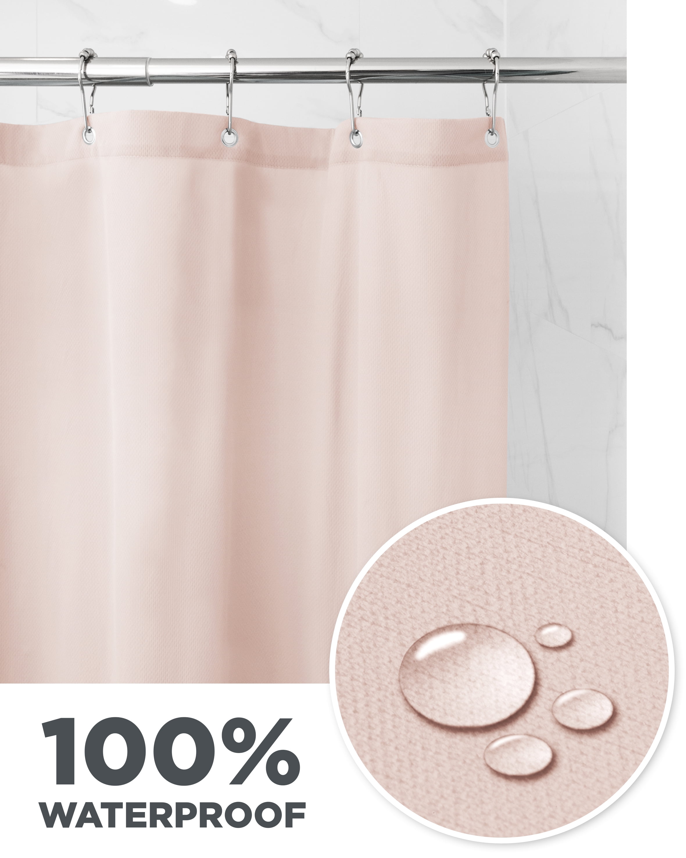 Waterproof Ultimate Shield Solid Blush Fabric Shower Curtain Liner,70
