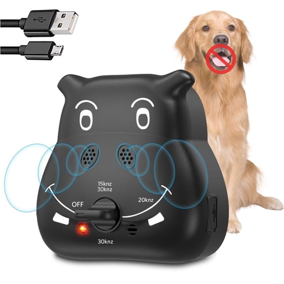 Waterproof Ultrasonic Dog Bark Control Device - 3 Adjustable Volume Levels, Humane Anti Barking Trainer for Small to Large Dogs, Indoor/Outdoor Use(Black)
