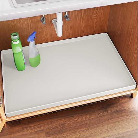 Waterproof Under Sink Mat 22" W x 31" L Flexible Silicone Drip Tray for Kitchen and Bathroom Cabinets