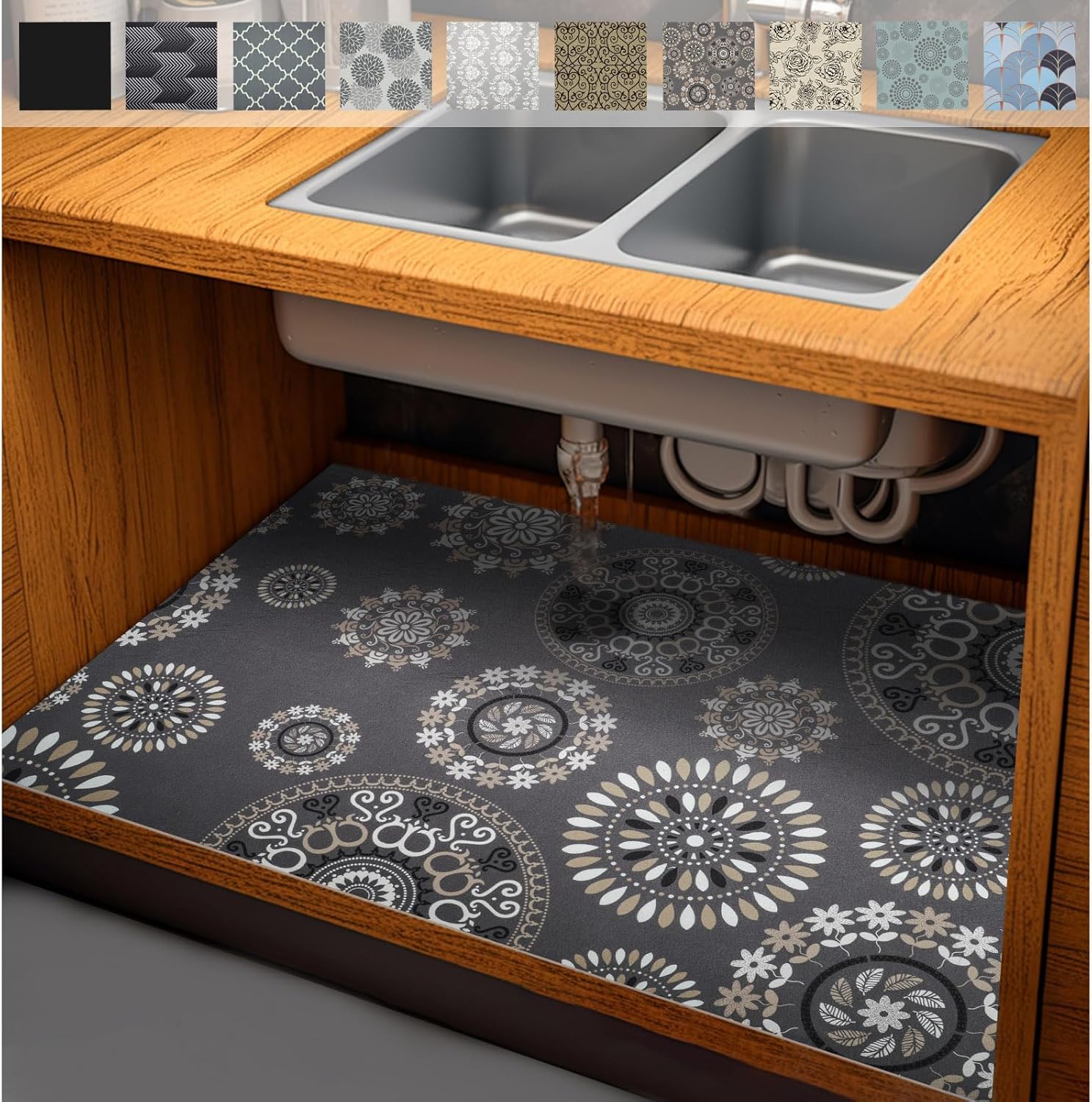 Waterproof Under Sink Mat Absorbent Quick Dry Liners Protect Cabinets Durable Shelf Liners Slip Resistant and Non-Adhesive 24X36 Multi