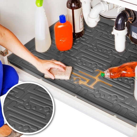 Waterproof Undersink Mat Gray 28 1 4 x 19 1 4 Inches Cabinet Base Liner