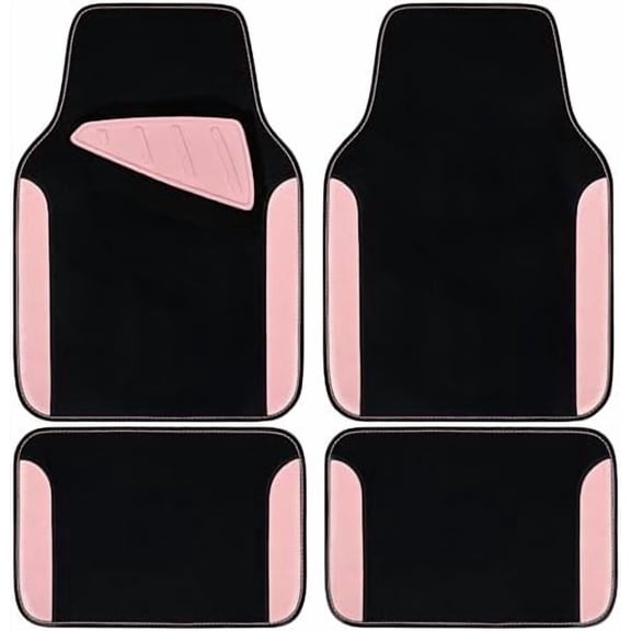 Waterproof Universal Fit Car Floor Mats, Car Mats Fit for SUV,Vans,sedans, Trucks,Set of 4pcs Car Carpet with Driver Heel Pad (Light Pink)