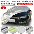 thumbnail image 1 of Waterproof Universal Full Car Cover for Hatchback, Outdoor Indoor All Weather Sun UV Snow Dust Rain Resistant Windproof Protection, 146" x 67" x 59", Silver, Size S, 1 of 9