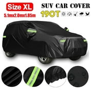 Waterproof Universal Full Car Cover for SUV, Outdoor Indoor All Weather Sun UV Snow Dust Rain Resistant Protection, Black, 201x79x73inches, Size XL
