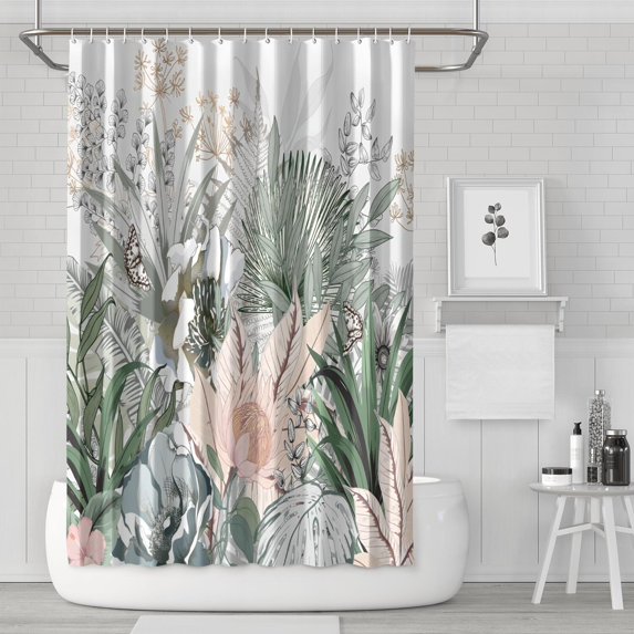 Waterproof Vintage Flowers Rustic Shower Curtain 72x72 Inch Boho Style Polyester Unique Shower Curtain for Bathroom Hotel Home Decor with 12 Plastic Hooks