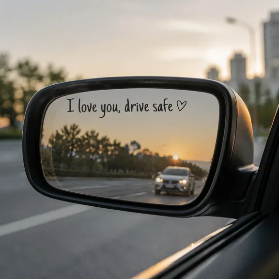 Waterproof Vinyl Mirror Stickers, I Love You Drive Safe Letter Decals, Universal Auto Interior Decor, Removable UV Resistant Car Rearview Mirror Accessory