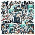 thumbnail image 1 of Waterproof Vinyl Stickers Shark Detective Cartoon Stickers Humor for Notebooks Luggage Instruments, 1 of 8