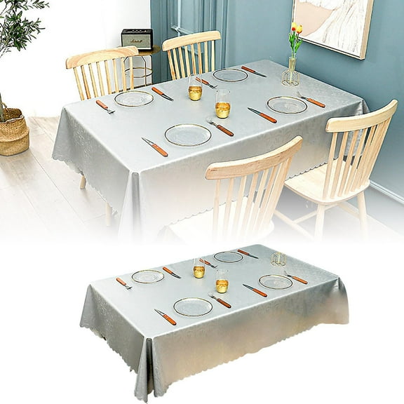 Waterproof Vinyl Tablecloth Heavy Duty - Spill Proof Oil Resistant Plastic Table Cover for Kitchen, Dining Room, Parties, Weddings, and Restaurant Use with Flannel Back